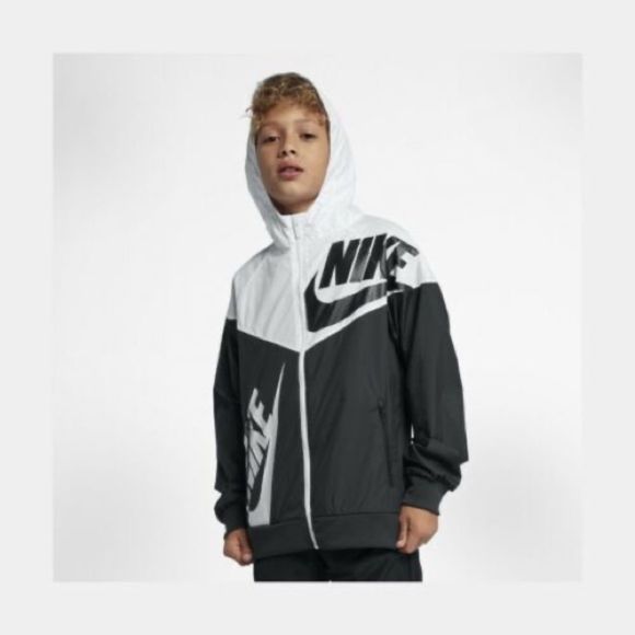 Nike Other - Nike Boys Black White 940370 010 Full Zip Hooded Windrunner Jacket